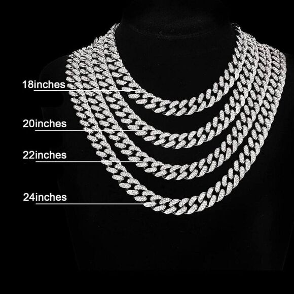Cuban Link Necklace Iced Out Silver - Picture 4 of 4